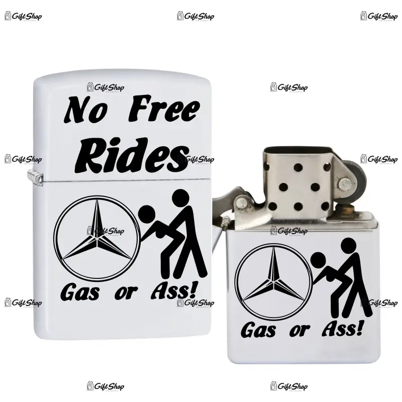 No free rides mercedes, bricheta metalica gravata laser cu mesaj